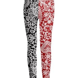 Black & Red Floral Heart Leggings-PLUS-NWOT-5X